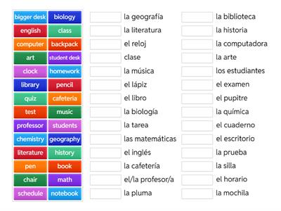 School and classroom vocab