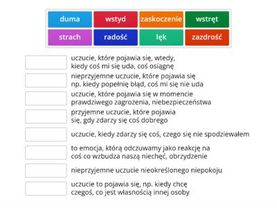 Dopasuj nazwę emocji do jej opisu