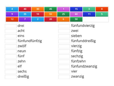 German numbers for time match up