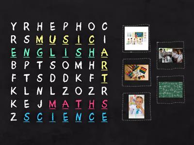 FF2 Unit 5 subjects Wordsearch