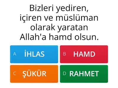 KURAN KAVRAMLARINI ÖĞRENİYORUM HAMD,ŞÜKÜR,RAHMET,İHLAS