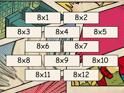 8, 16, 24, 32, 40, 48, 56, 64, 72, 80, 88, 96  8 x table Bingo  - choose 5 numbers 