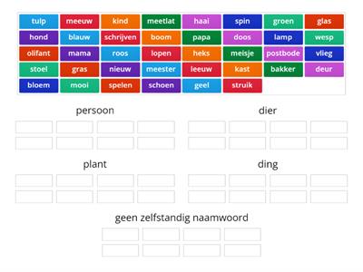  Zelfstandig naamwoord  - persoon dier plant ding