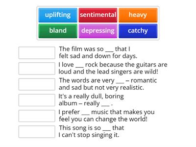 Outcomes Inter (4)  Test. Describing music. VOCABULARY