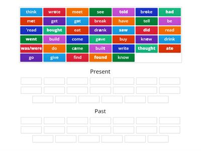 regular and irregular verbs for past simple form