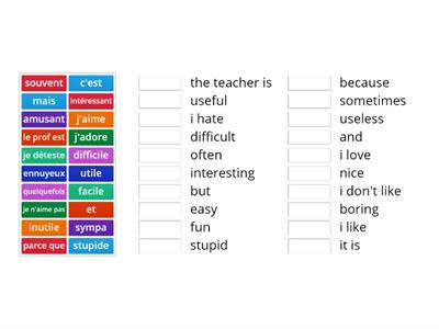 Match up describing school 