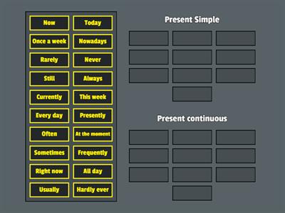 Present simple and continuous - Drag and drop