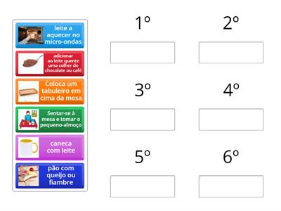Ordena corretamente as frases sobre o modo de preparação de um pequeno-almoço saudável