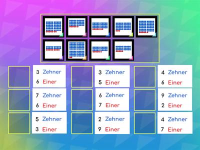 Zahlen bis 100 - Welche Beschreibung passt zum Punktebild?