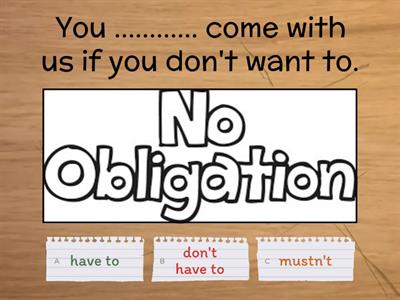 MODALS: Have to / Must / Should