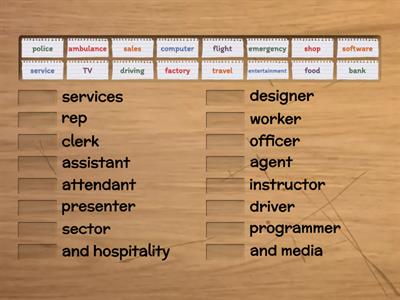 Jobs Match the words /  Unit 4 Repetytorium Pearson 