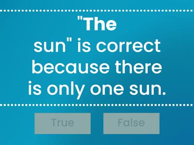 Articles - true or false?