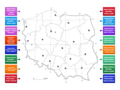 Wskaż odpowiednio województwa wraz z ich stolicami