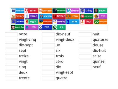 Les numéros 0-29: Match up 