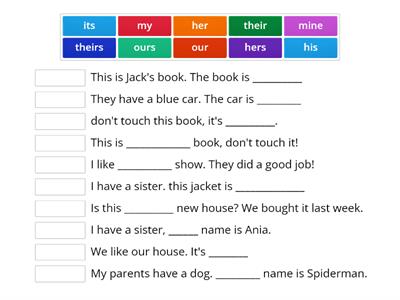  Possessive adjectives and possessive pronouns