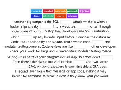 Missing Words - SQL, Code Reviews and Passwords / 2FA