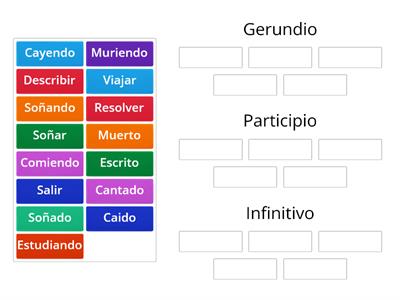 Verbos infinitivo-Gerundio-Participio 7°Basico