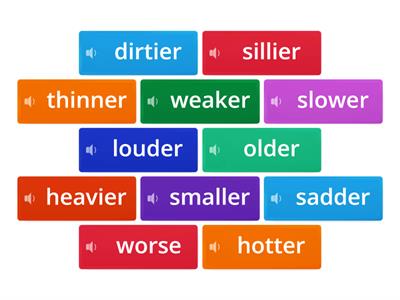 Kid's Box 3 Unit 7 - Comparative adjectives - OPPOSITES (flip tiles)