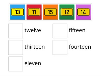 Match numbers and words (11-15)