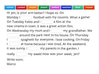  Simple past regular verbs Reading