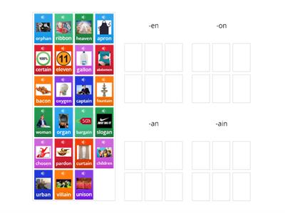 WTW Syllables and Affixes - Sort 38 - Unaccented Final Syllable /en/