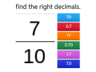 Decimals, tenths and hundreds - Tenths only