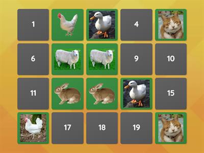 memory game - farm animals