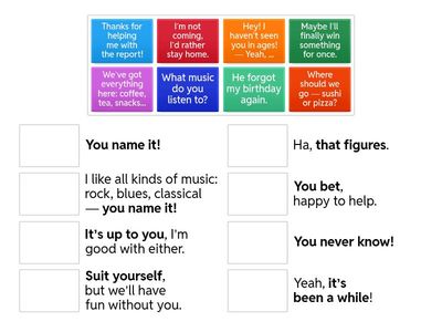 Match the halves to make a dialogue