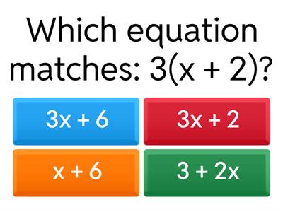 Distributive Property Quiz with variables 1.0 
