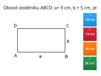 Obvod a obsah čtverce a obdélníku - střední