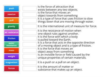 S2 Forces Vocabulary 