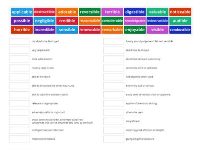 able and ible definitions