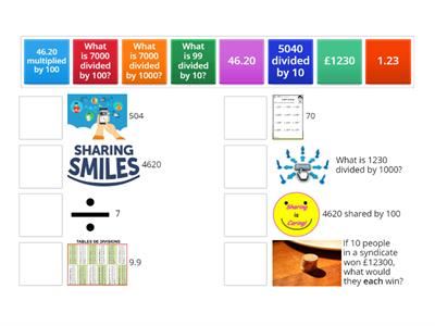 Divide by 10,  100,  1000