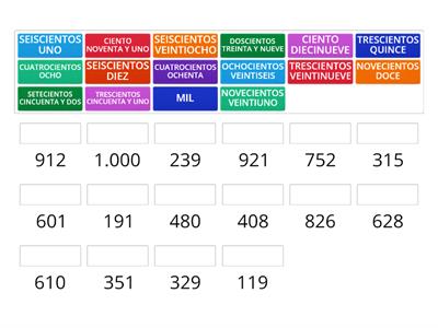 UNIR LA ESCRITURA EN LETRAS CON EL NÚMERO QUE CORRESPONDA