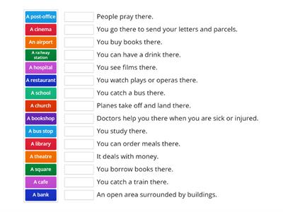 Places in a city - match up