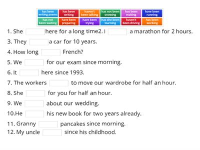 Present perfect continious complete 
