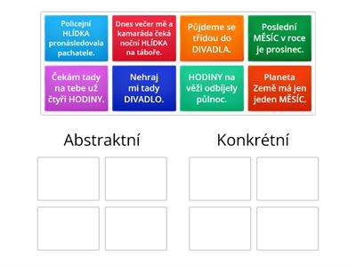 Abstraktní - konkrétní podstatná jména