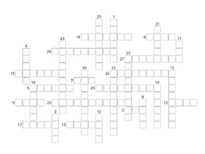 Crossword Les Nombres 0 - 30