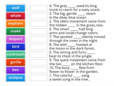 Wild animals (Match up)