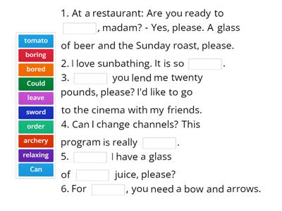 Project 4 Unit 4 - Vocabulary - fill in