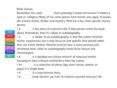 V11l BOOKS AND WRITING espresso vocabulary
