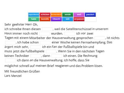 DTZ B1 Beschwerde-Brief