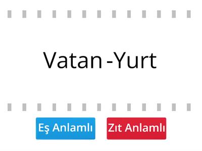 Eş anlam Zıt anlam