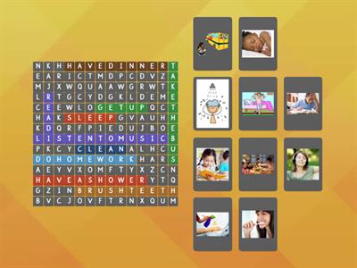 Daily routine Wordsearch