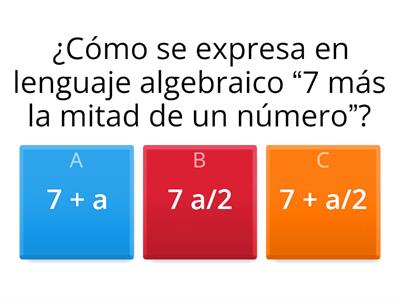 Lenguaje algebraico 7° Básico