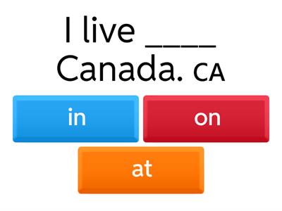 Preposition of place, In/on/at 