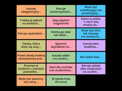 Nauka i studia. Proszę odpowiedzieć na pytania