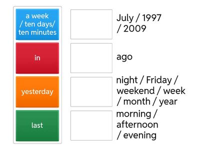 Speakout elemenatry: Simple Past time expressions