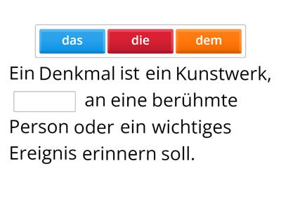 Relativpronomen im Nominativ, Dativ und Akkusativ
