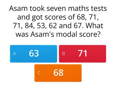 Mean, Median, Mode, Range Quiz